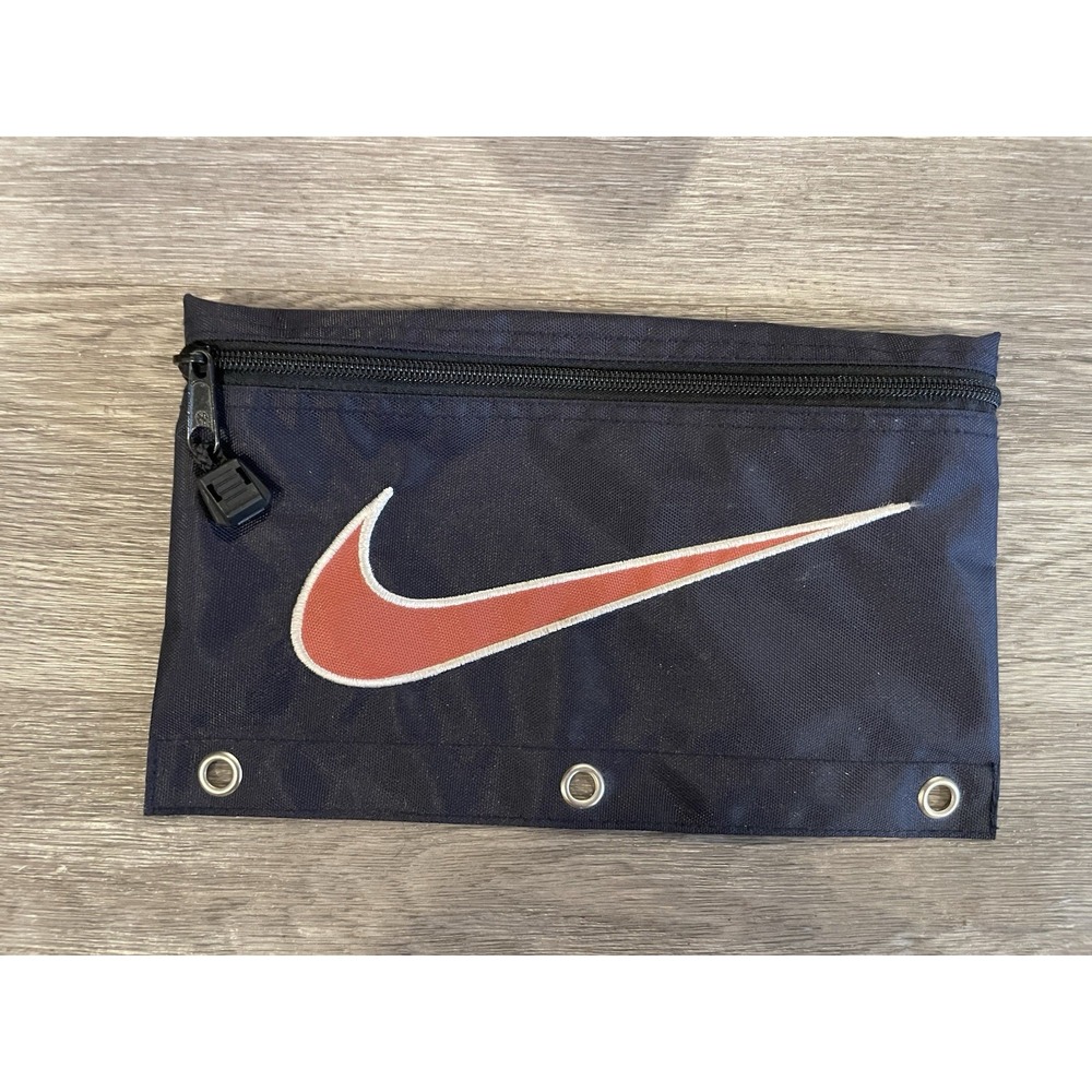 Vintage 90s Nike Swoosh Notebook Pencil Holder Pouch Blue for 3-ring binder }